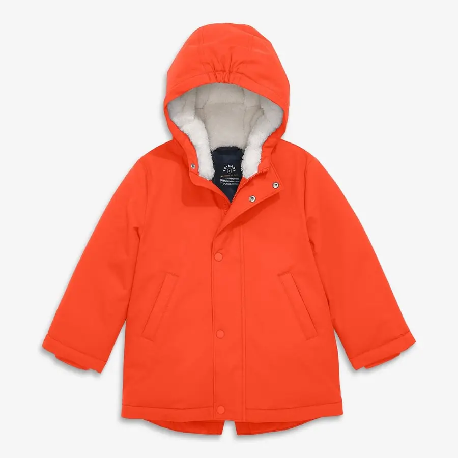 Kids weatherproof parka puffer, Pumpkin, size 5